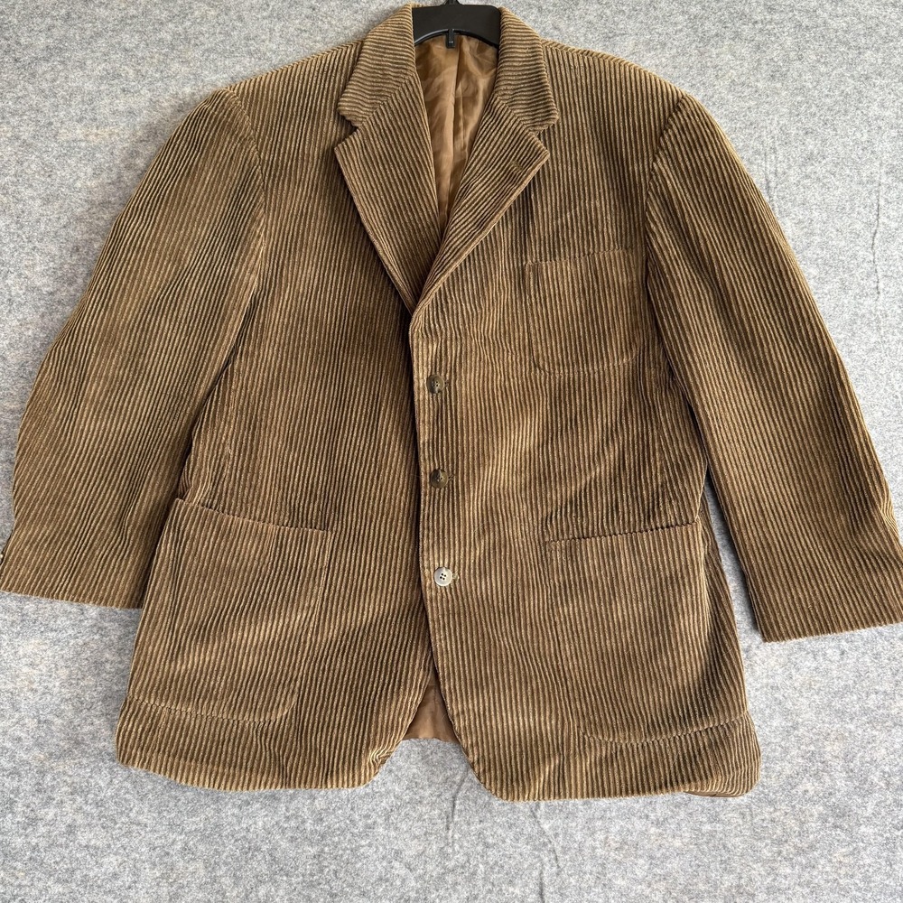 Corduroy Haggar Blazer Mens 46L Brown Wide Wale City Casuals Jacket Two Button‎